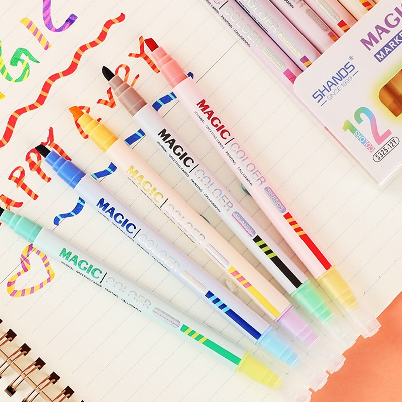 양면 매직 컬러 변경 형광펜 세트, 학생 일기 스크랩북 - Pastel Highlighter Set Double Ended 리뷰 및 가격