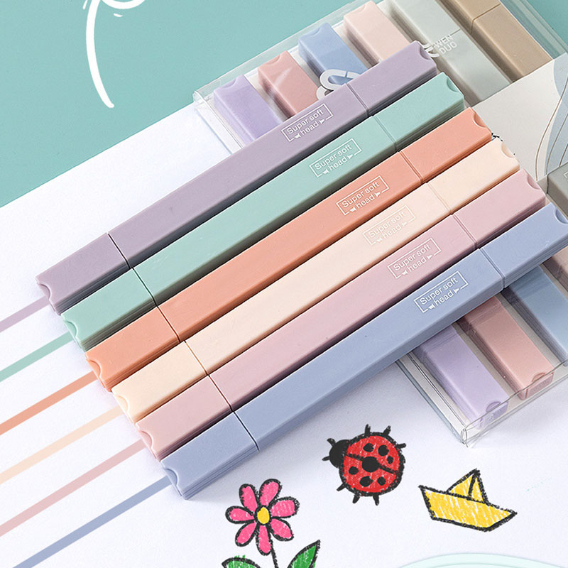 6 PCS 양면 형광펜 세트 Kawaii 컬러 만화 마 - Pastel Highlighter Set Double Ended 리뷰 및 가격