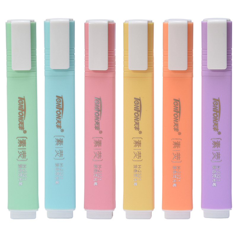 6 개/대 평면 모양 창백한 색상 형광펜 형광펜 아트  - Pastel Highlighter Set Double Ended 리뷰 및 가격